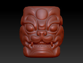 獸面桶珠玉石精雕圖下載_玉雕機廠家