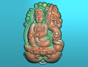 翡翠觀音龍吊墜玉雕電腦圖紙_享刻玉石雕刻機廠