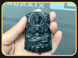 數(shù)控玉石雕刻機(jī)雕刻案例-和田碧玉度母掛件