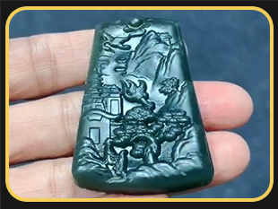 全自動(dòng)玉石雕刻機(jī),電腦雕刻翡翠山水牌案例