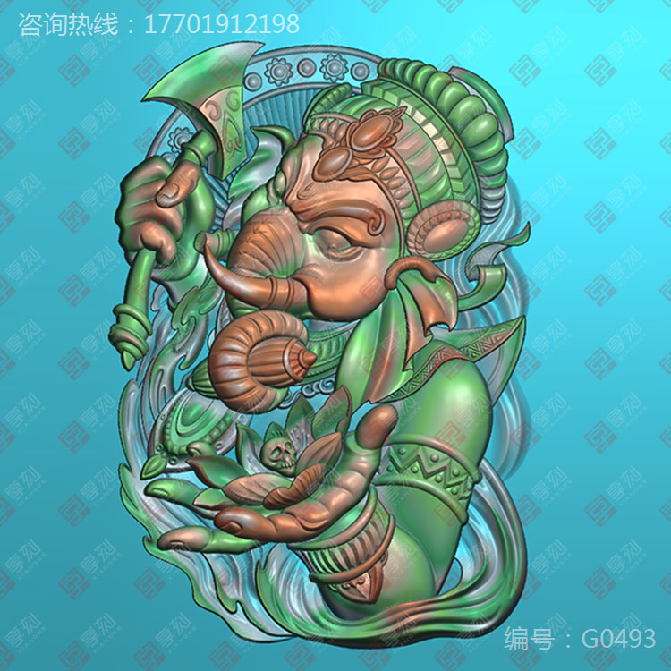 象神玉石精雕圖案