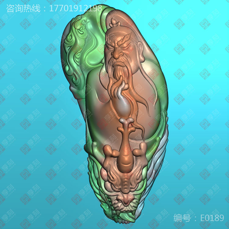 關公手把件雕刻圖案