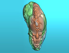 玉雕機數控電腦雕刻精雕圖-關公手把件精雕圖