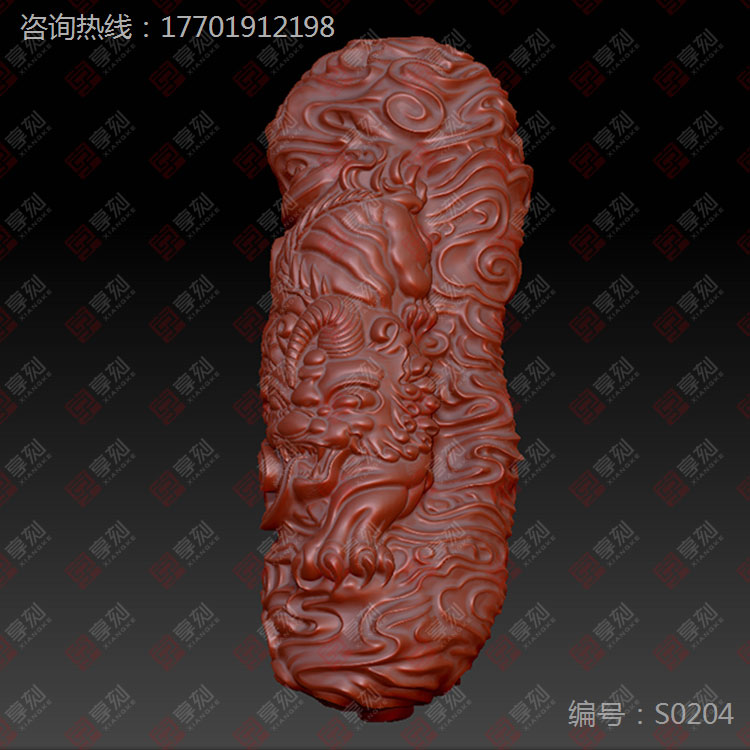 麒麟手把件精雕圖