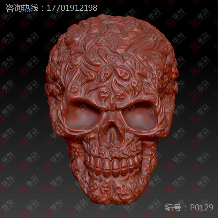 3d綠松骷顱精雕圖