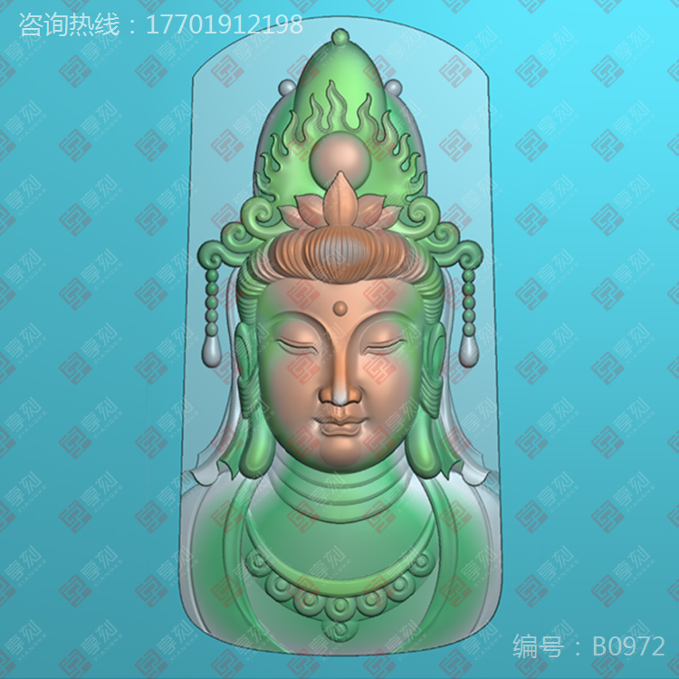 觀音人物吊墜精雕圖