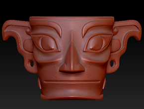 三星堆面具工藝品精雕圖下載_小型工藝品雕刻機