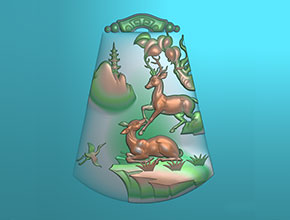 玉雕鹿圖案系列_玉器自動雕刻機廠家