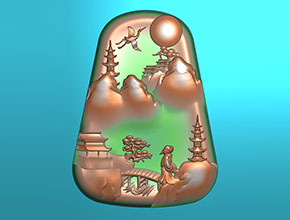 玉雕山水精雕圖圖紙下載_廣州享刻玉雕機廠家