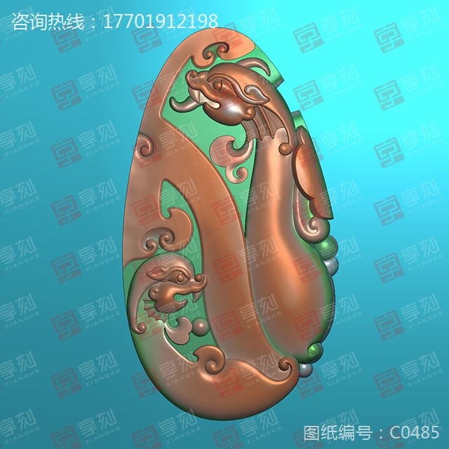 適合白玉雕刻的仿古龍圖紙