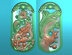 龍鳳玉牌玉雕雕刻圖案_玉石工藝品雕刻機