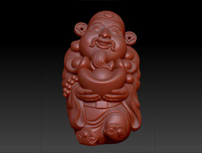 財神玉雕圖紙_工藝品_立體擺件_享刻工藝品雕刻