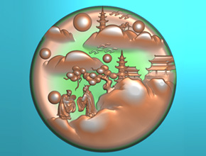 山水圖案吊墜精雕圖_翡翠工藝品雕刻機廠家