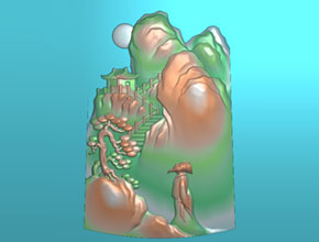 享刻碧玉山水掛件精雕圖案下載_玉雕工具生產廠