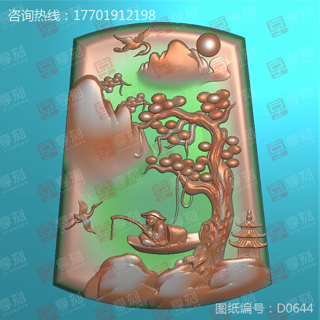 新款山水玉雕精雕圖