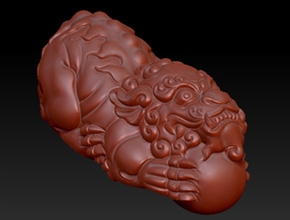 手把件立體貔貅玉石雕刻圖紙_享刻立體玉雕機廠