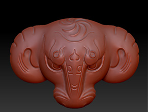 牛頭吊墜精雕圖下載_玉石玉雕自動雕刻設備