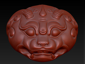 綠松南紅獸頭桶珠精雕圖_全自動玉石電腦雕刻機