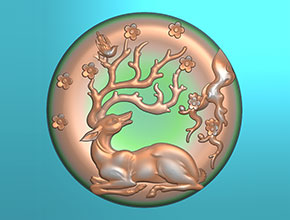 翡翠鹿牌掛件精雕圖_自動玉雕機雕刻圖紙網