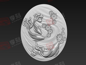錦鯉魚花件玉石雕刻圖案_電腦玉石雕刻機