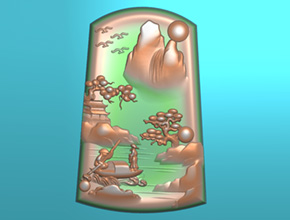 翡翠山水電腦精雕玉雕圖案_玉石加工工具廠家