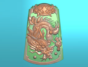 仿古白玉龍牌玉石雕刻圖案_享刻電腦玉雕機廠家