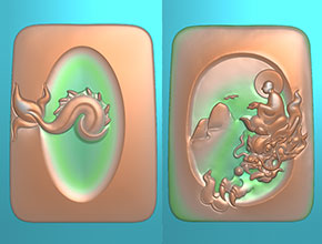 正反面龍牌玉雕圖紙下載_多功能小型玉石雕刻機