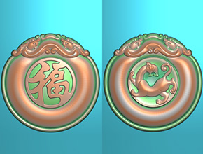 岫玉仿古獸玉佩精雕圖紙大全_享刻玉石雕刻機廠