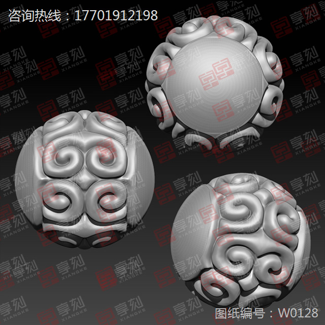 回紋珠子雕刻圖案圖紙