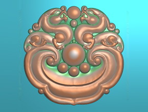 仿古獸雙龍玉石雕刻圖案題材圖紙_和田玉加工機