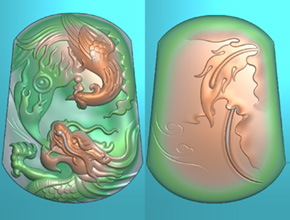 龍鳳對牌玉石雕刻圖案圖紙題材_全自動玉石電腦