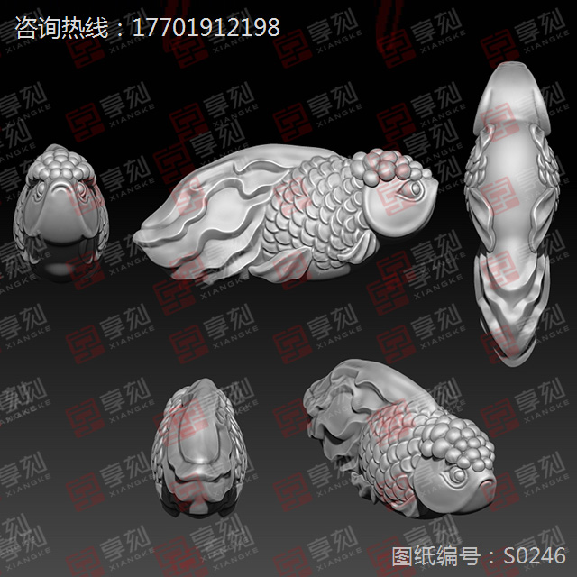 金魚玉石精雕圖紙