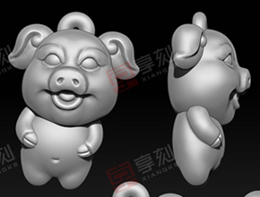 金銀小豬吊墜首飾精雕圖案_享刻玉鼎工藝品雕刻