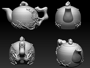 茶壺玉石雕刻電腦圖紙_工藝品五軸雕刻機廠家