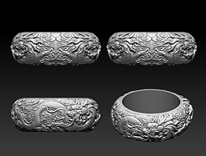 手鐲龍雕刻花精雕圖_享刻K20手鐲雕刻機