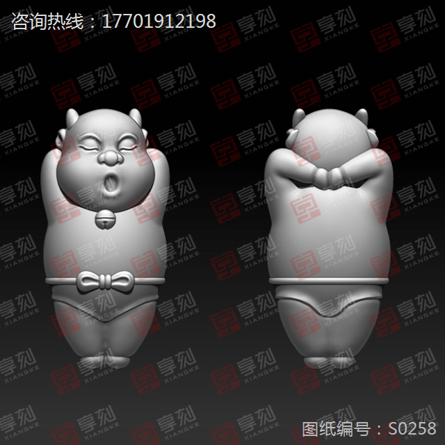 小豬吊墜飾品精雕圖紙