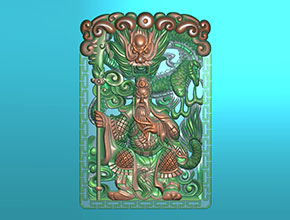 仿古式關公龍浮雕精雕圖_享刻玉石雕刻機廠家