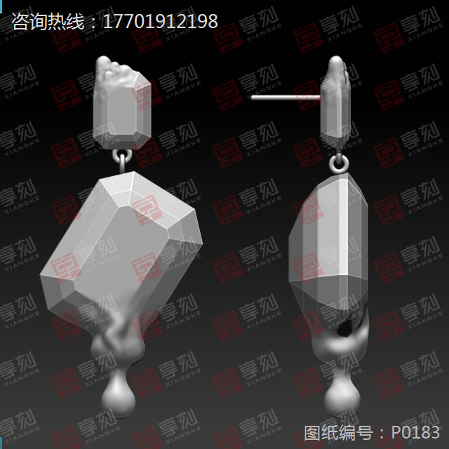 寶石耳環精雕圖紙