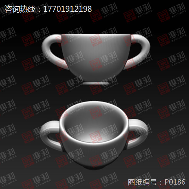 杯子玉石精雕模型圖