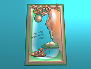 翡翠老人山水玉石模型圖_享刻玉石雕刻機廠家