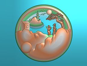 李白與書童山水精雕模型圖_玉石加工設備廠家贈