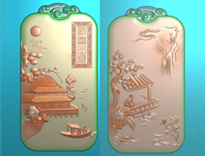 蘇工山水白玉牌精雕圖模型_玉石加工設備廠家