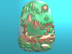 翡翠風景浮雕精雕圖模型_玉石加工設備廠家