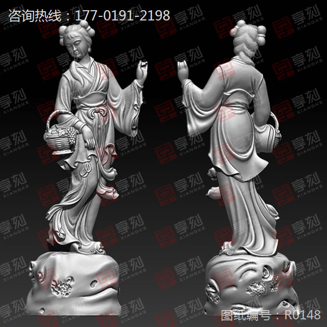 何仙姑立體擺件3D模型精雕圖