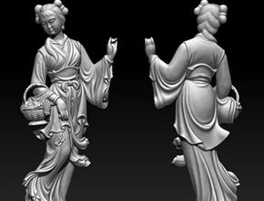 何仙姑立體擺件3D模型精雕圖_玉石加工設備廠家