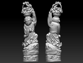 藍采和立體三維精雕模型圖_玉石加工設備廠家