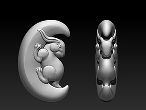 玉兔吊墜體STL模型精雕圖__玉石雕刻工具設備廠家