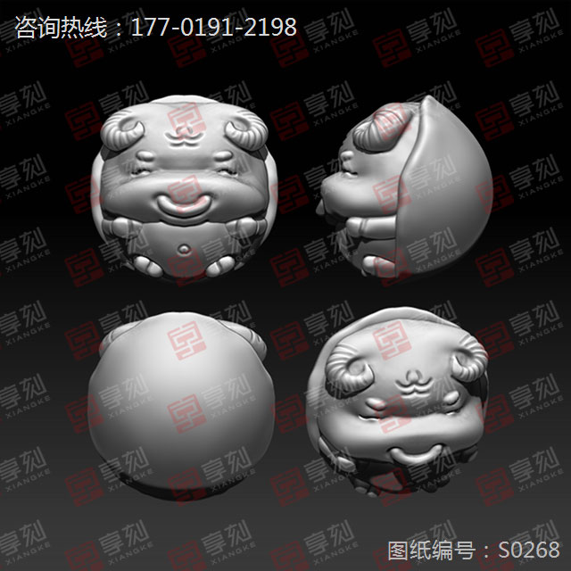 十二生肖金牛珠子精雕模型圖