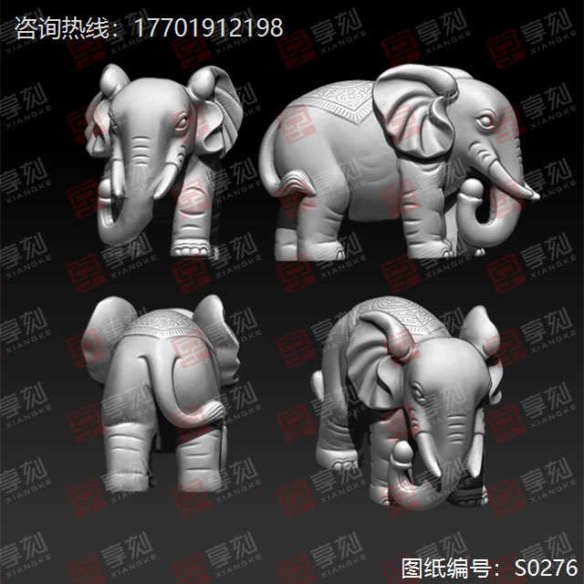 大象擺件電腦玉石雕刻圖紙下載