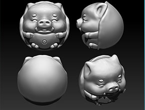 小豬珠子吊墜電腦精雕模型圖_小型玉石雕刻機設